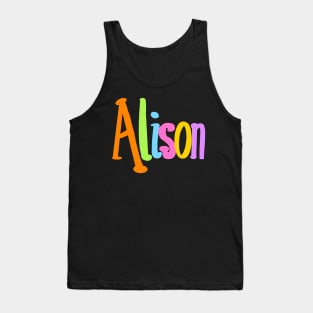 Alison popular girls first name in white. Personalized personalised customised name Alison Tank Top